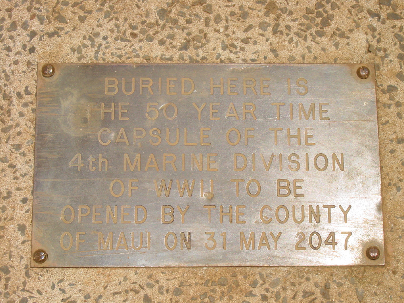 The Fourth Marine Division Memorial Park Plaque