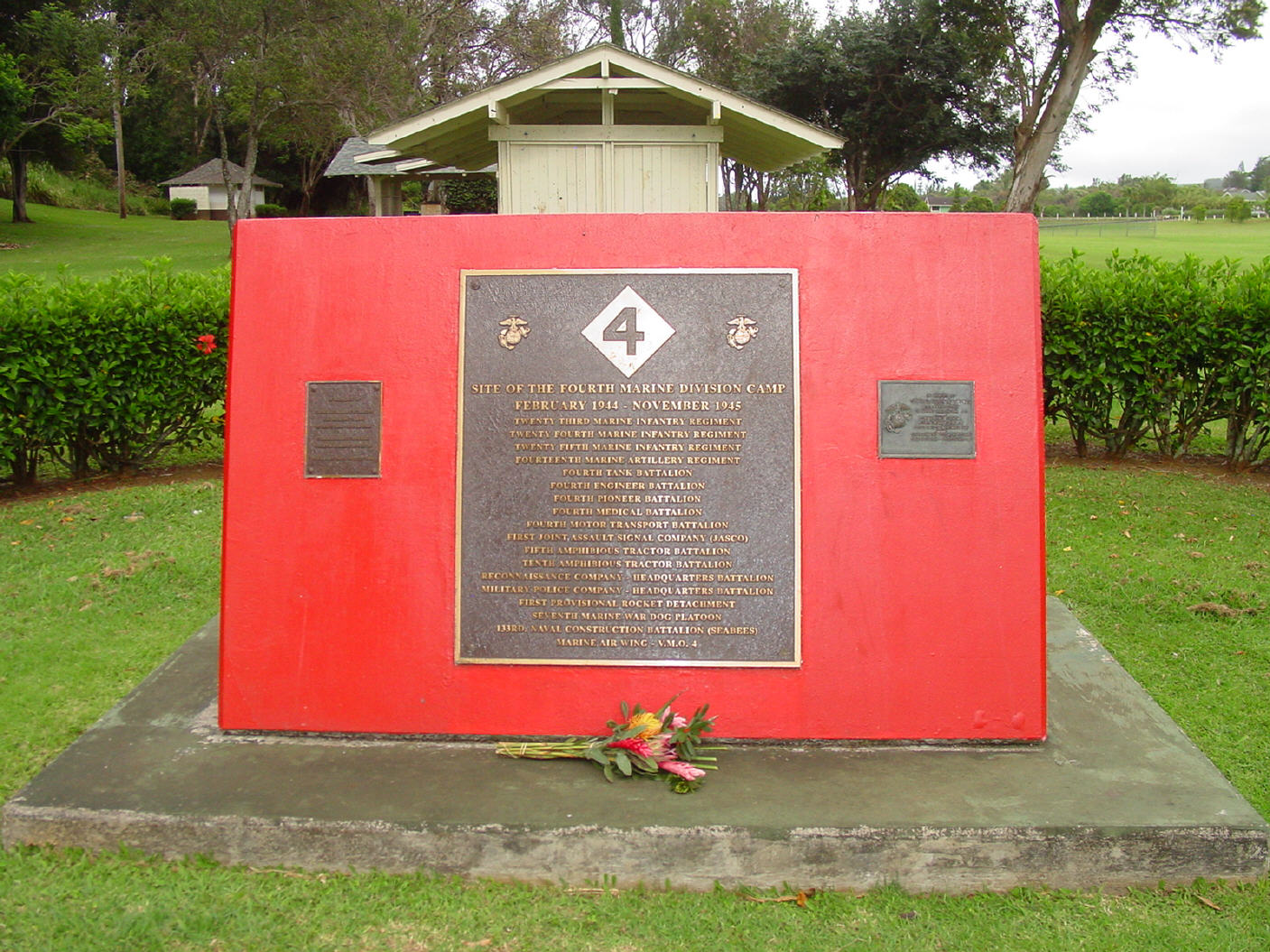 The Fourth Marine Division Memorial Park Plaque