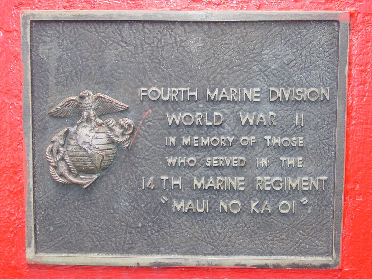 The Fourth Marine Division Memorial Park Plaque