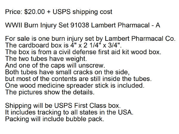 Lambert Pharmacal burn injury set description