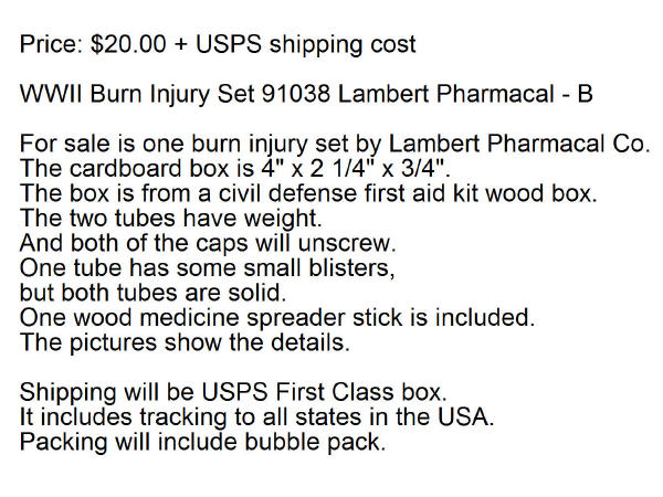 Lambert Pharmacal burn injury set description